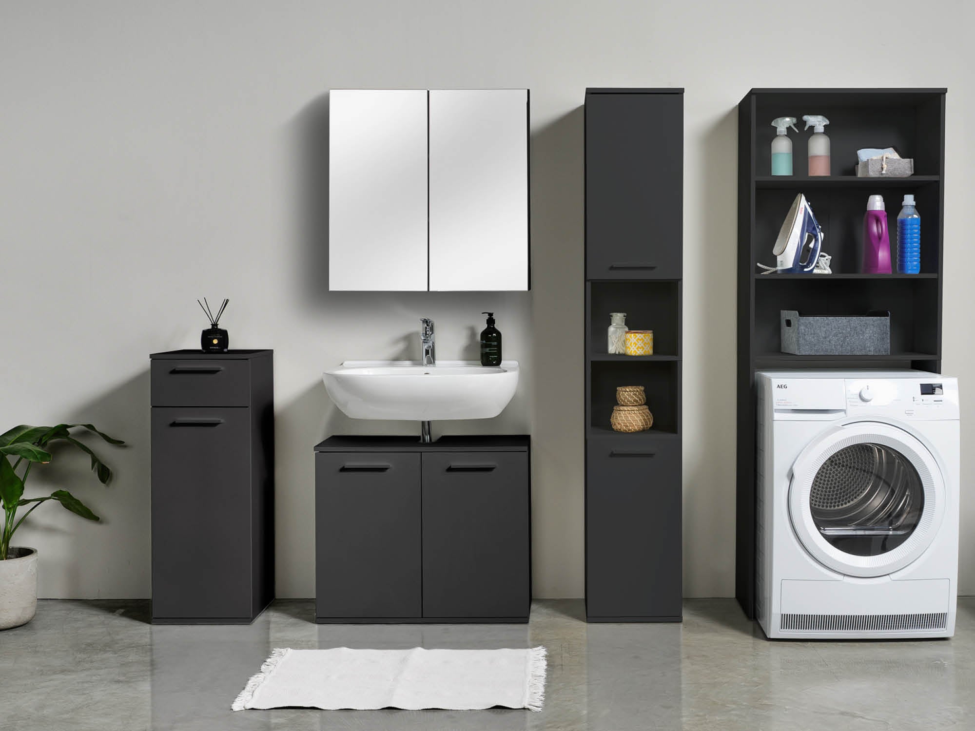 Badezimmerschrank-Set in Anthrazit