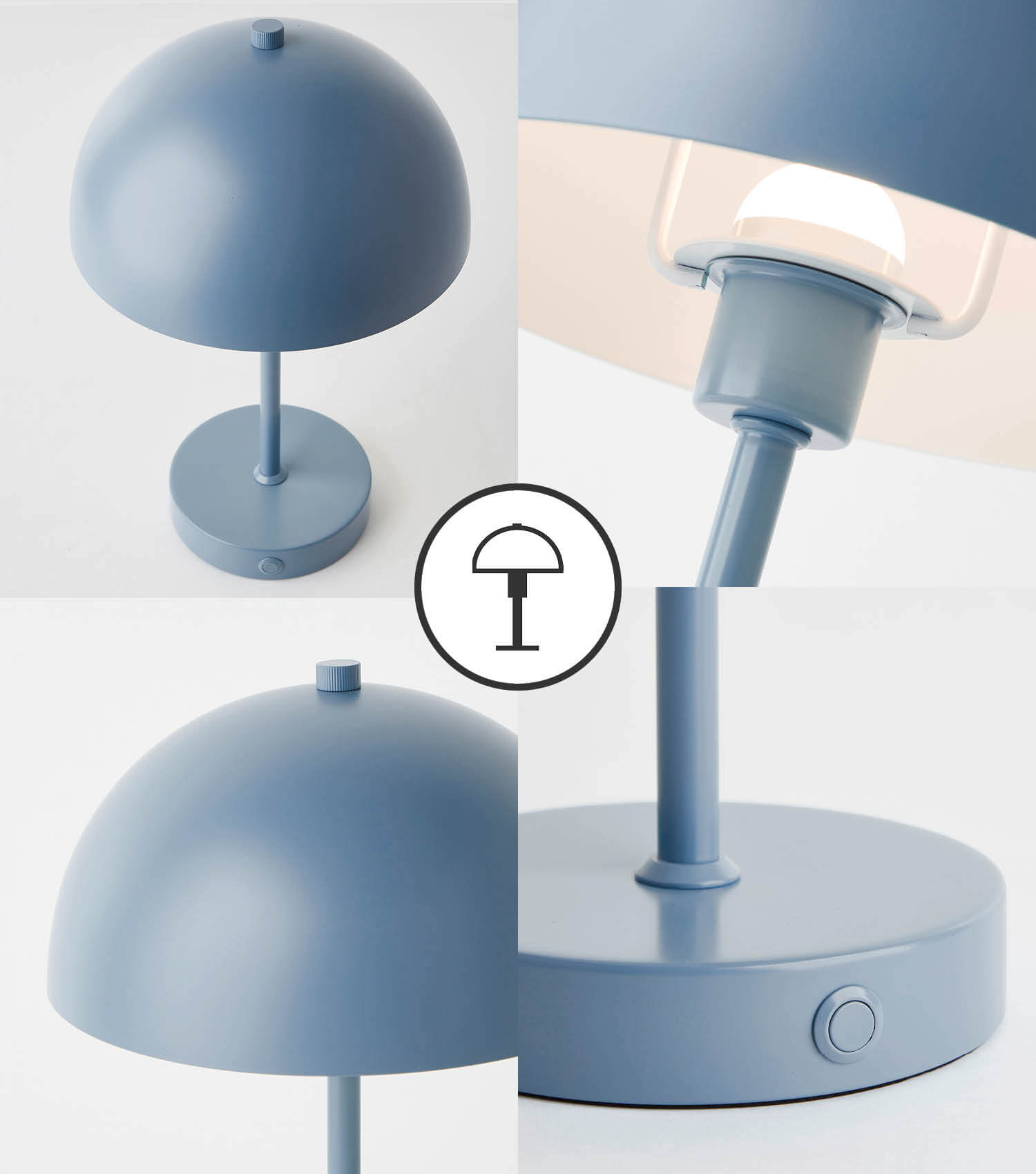 Tischlampe kabellos Akku Tischleuchte dimmbar aufladbar Nachttischlampe