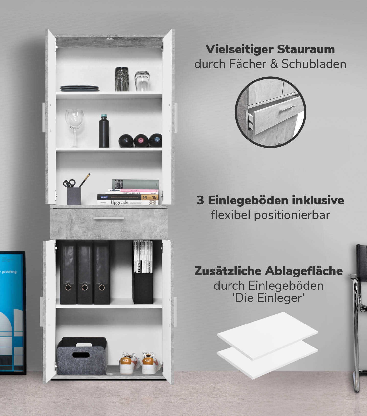 Mehrzweckschrank Set Schrankwand Büroschränke Mehrzweckschränke Kommode