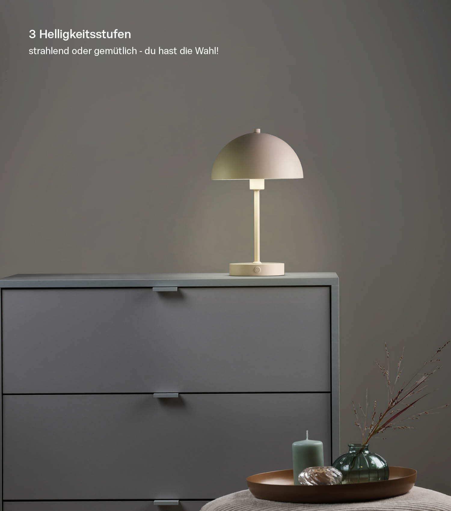 Tischlampe kabellos Akku Tischleuchte dimmbar aufladbar Nachttischlampe