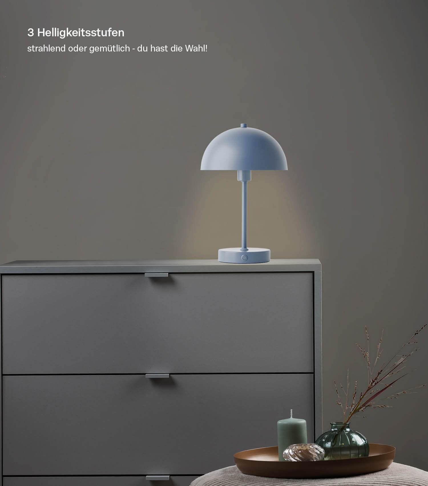 Tischlampe kabellos Akku Tischleuchte dimmbar aufladbar Nachttischlampe