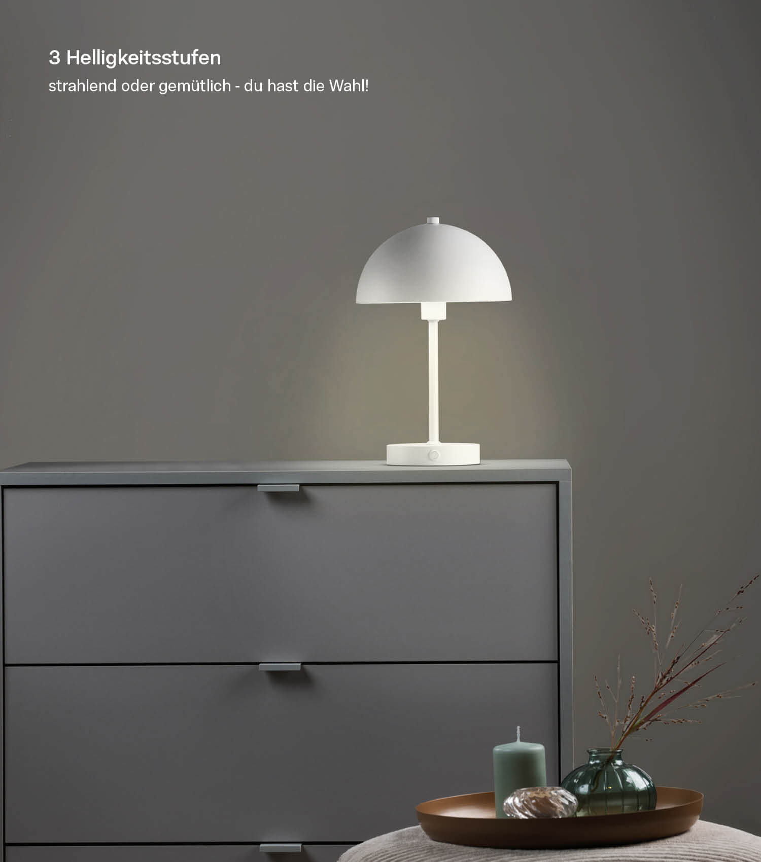 Tischlampe kabellos Akku Tischleuchte dimmbar aufladbar Nachttischlampe