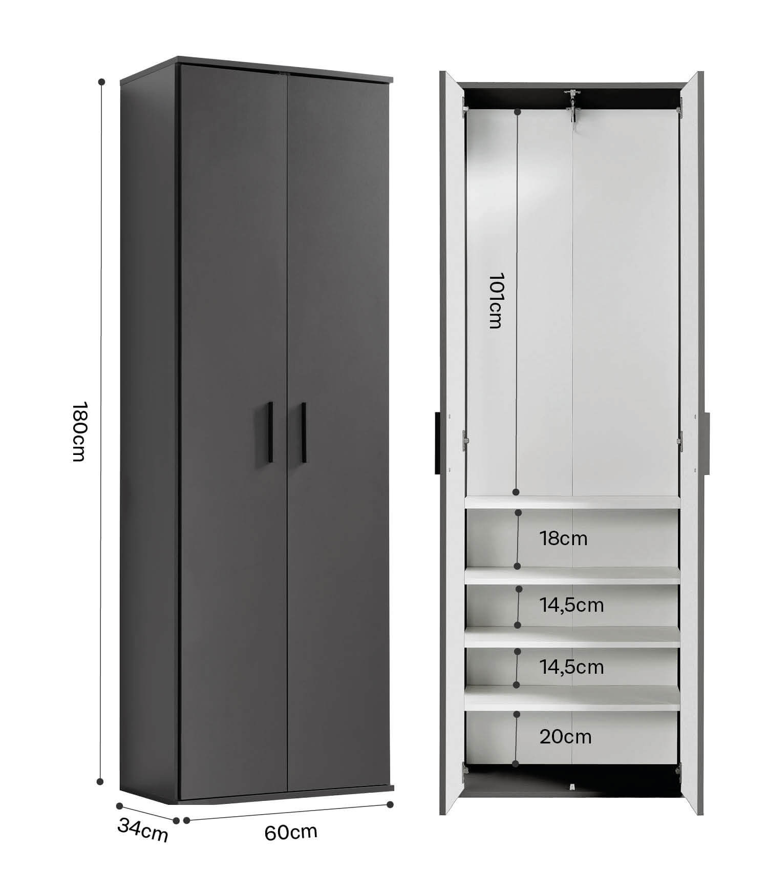 Garderobenschrank Schuhschrank Allzweckschrank Flurschrank Kleiderschrank Flur Möbel