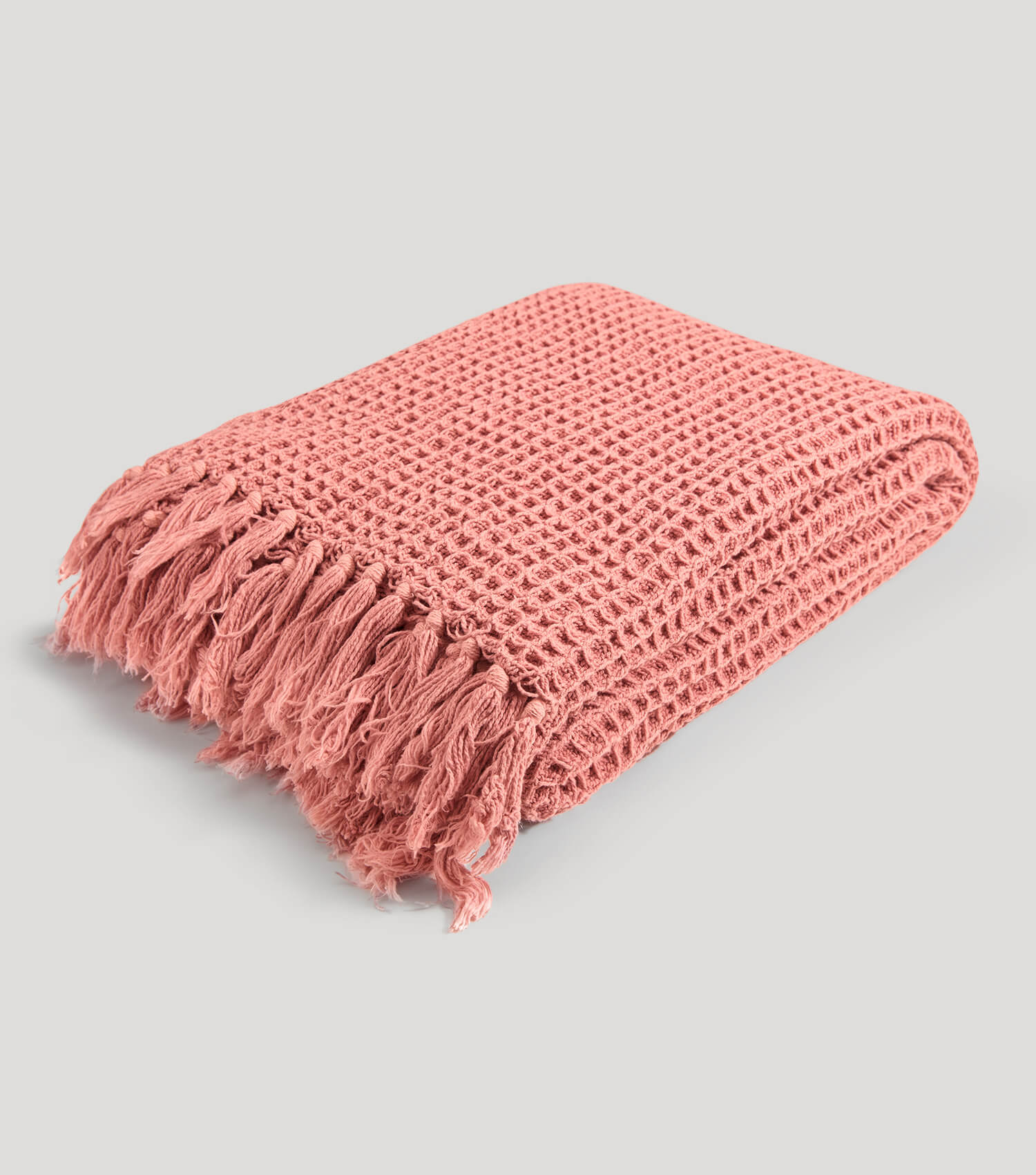 Decke ‘Die Hyggelige’ im Waffelpique Strickdecke & Tagesdecke #sku_BL2waffle-087peach