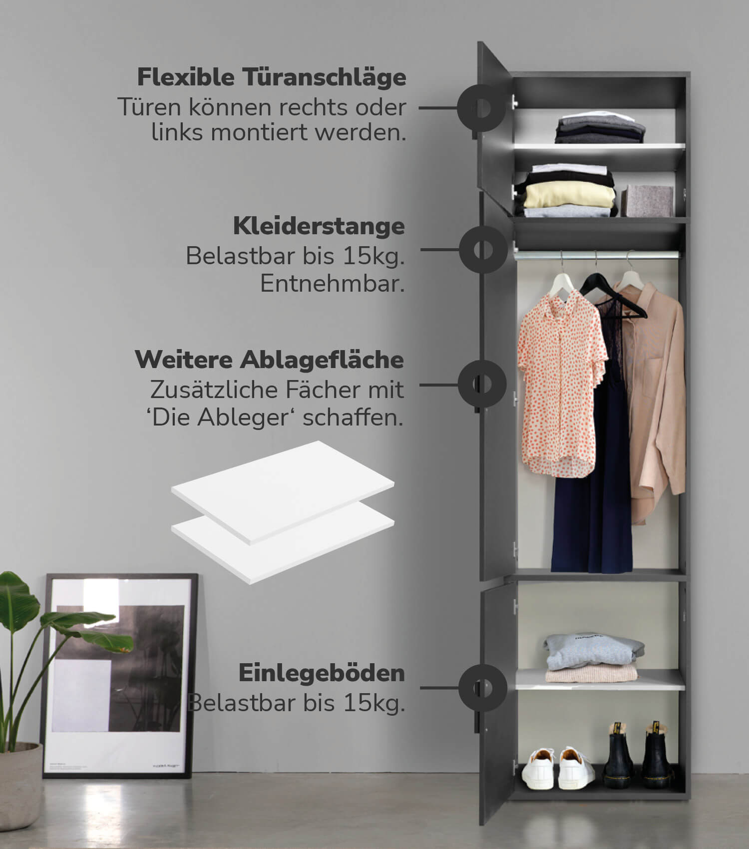 Kleiderschrank Garderobenschrank Schlafzimmerschrank Schrank#sku_KS1+A.60_2T-ant