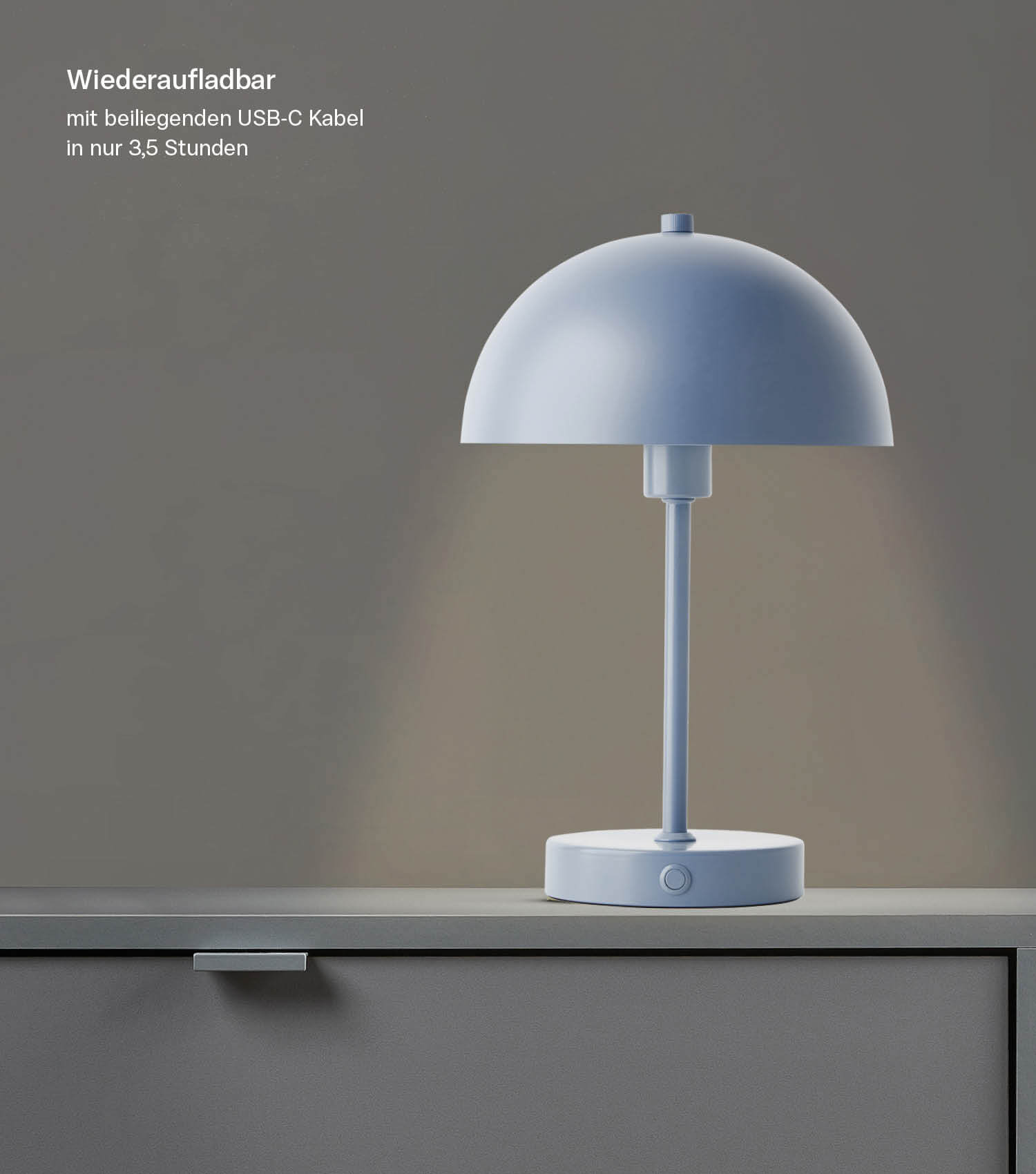 Tischlampe kabellos Akku Tischleuchte dimmbar aufladbar Nachttischlampe