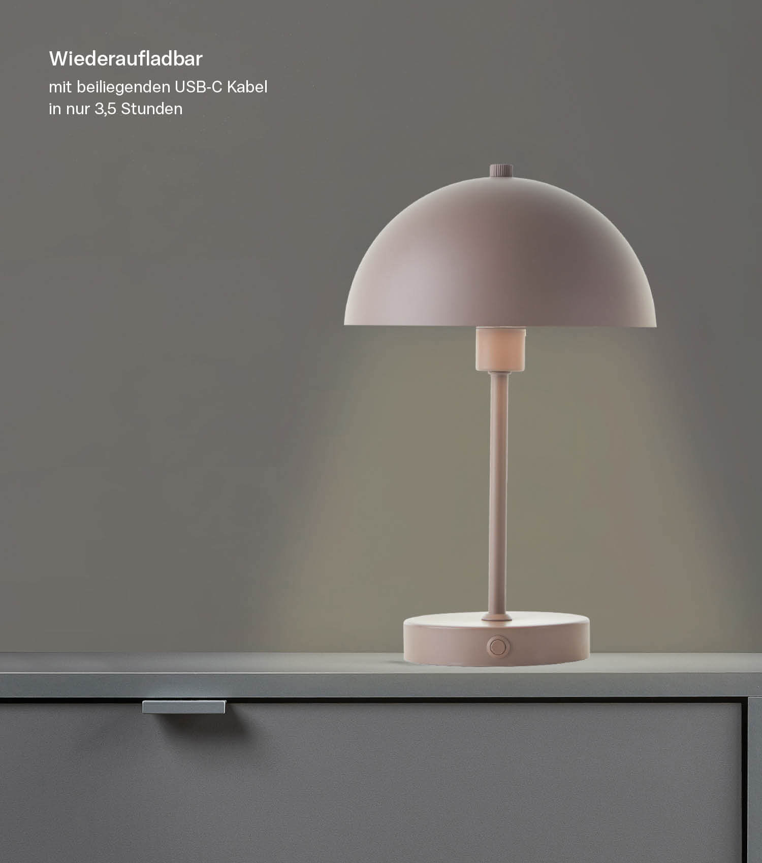 Tischlampe kabellos Akku Tischleuchte dimmbar aufladbar Nachttischlampe